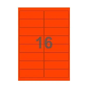 16 etiketter/A4-ark, ScanNeon, rød, 100 ark - Neon rød