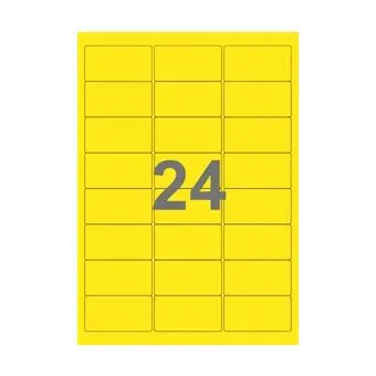 24 etiketter/A4-ark, 64 x 33,9 mm, ScanColour, gul, 100 ark - Gul