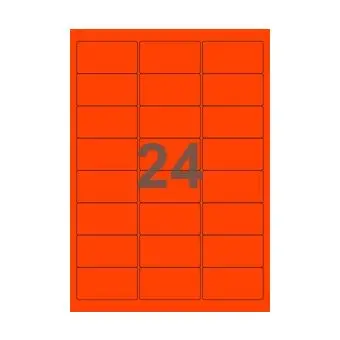 24 etiketter/A4-ark, ScanNeon, rød, 100 ark - Neon rød