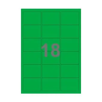 18 etiketter/A4-ark, 63,5 x 46,6 mm, ScanColour, grøn, 100 ark - Grøn
