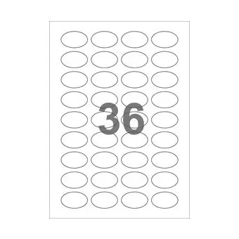 36 etiketter/A4-ark, ovale, 40 x 25 mm, ScanTrans, 50 ark - Gennemsigtige etiketter