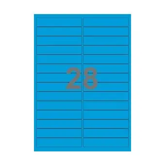 28 etiketter/A4-ark, 99 x 20 mm, ScanColour, blå, 100 ark - Blå