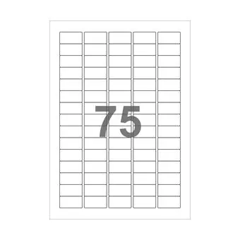 75 etiketter/A4-ark, 34 x 18 mm, ScanMatt, hvid, aftagelig lim, 100 ark - Hvide etiketter, aftagelig lim
