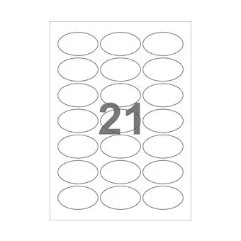 21 etiketter/A4-ark, ovale, 60 x 35 mm, ScanFoil, 50 ark - Runde etiketter på ark
