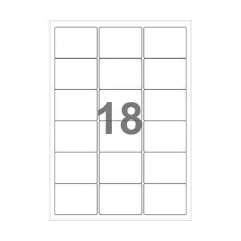 18 etiketter/A4-ark, 63,5 x 46,6 mm, ScanMatt, hvid, aftagelig lim, 100 ark - Hvide etiketter, aftagelig lim