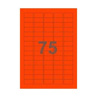75 etiketter/A4-ark, ScanNeon, rød, 100 ark - Neon rød