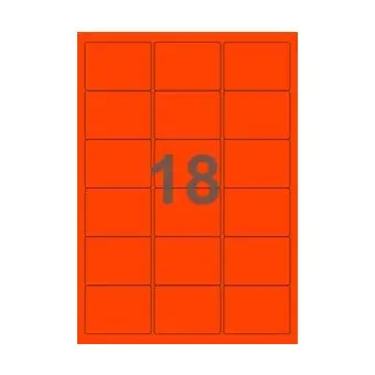 18 etiketter/A4-ark, ScanNeon, rød, 100 ark - Neon rød