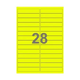 28 etiketter/A4-ark, 99 x 20 mm, ScanNeon, gul, 100 ark - Neon gul