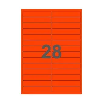 28 etiketter/A4-ark, ScanNeon, rød, 100 ark - Neon rød