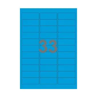 33 etiketter/A4-ark, 64 x 24,3 mm, ScanColour, blå, 100 ark - Blå