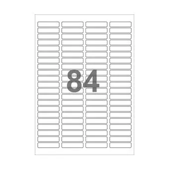 84 etiketter/A4-ark, 46 x 11,1 mm, ScanMatt, hvid, permanent lim, 100 ark - Hvide etiketter, permanent lim