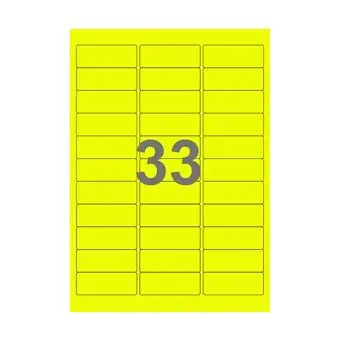 33 etiketter/A4-ark, 64 x 24,3 mm, ScanNeon, gul, 100 ark - 