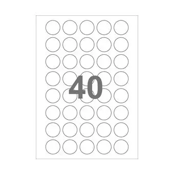 40 etiketter/A4-ark, Ø30 mm, ScanFoil, 50 ark - Etiketter i folie (heavy duty)