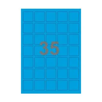 35 etiketter/A4-ark, 35,0 x 35,0 mm, ScanColour, blå, 100 ark - Blå