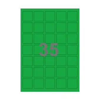 35 etiketter/A4-ark, 35,0 x 35,0 mm, , grøn, 100 ark - Grøn