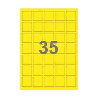 35 etiketter/A4-ark, 35,0 x 35,0 mm, ScanColour, gul, 100 ark - Gul