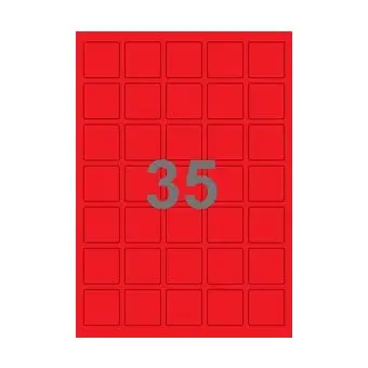 35 etiketter/A4-ark, 35,0 x 35,0 mm, ScanColour, rød, 100 ark - Rød