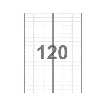 120 etiketter/A4-ark, 30 x 14 mm, Scan-Gloss, hvid, 100 ark - Hvid glossy