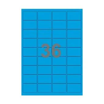 36 etiketter/A4-ark, 48,0 x 31,0 mm, ScanColour, blå, 100 ark - Blå