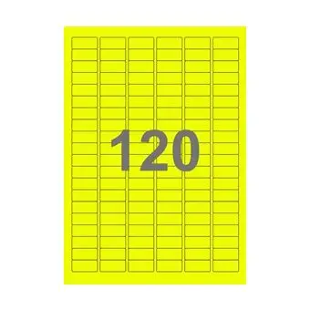 120 etiketter/A4-ark, 30 x 14 mm, ScanNeon, gul, 100 ark - Neon gul