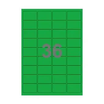 36 etiketter/A4-ark, 48,0 x 31,0 mm, ScanColour, grøn, 100 ark - Grøn