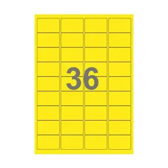36 etiketter/A4-ark, 48,0 x 31,0 mm, ScanColour, gul, 100 ark - Gul