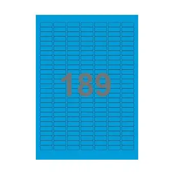 189 etiketter/A4-ark, 25,4 x 10 mm, ScanColour, blå, 100 ark - Blå