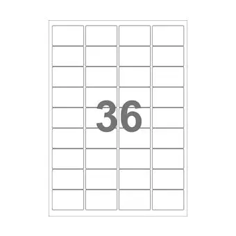 36 etiketter/A4-ark, 48,0 x 31,0 mm, ScanMatt, hvid, aftagelig lim, 100 ark - Hvide etiketter, aftagelig lim