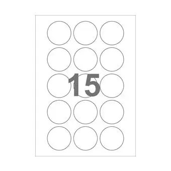 15 etiketter/A4-ark, Ø50 mm, ScanFoil, 50 ark - Runde etiketter på ark