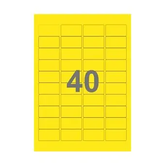 40 etiketter/A4-ark, 45,7 x 25,4 mm, ScanColour, gul, 100 ark - Gul