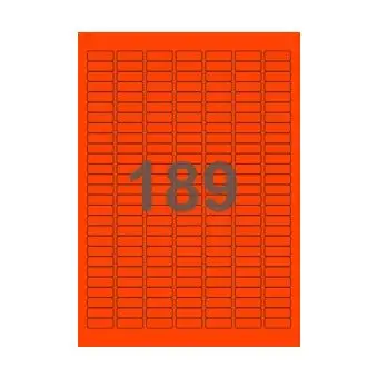 189 etiketter/A4-ark, ScanNeon, rød, 100 ark - 