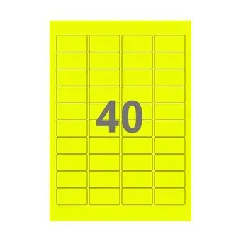 40 etiketter/A4-ark, 45,7 x 25,4 mm, ScanNeon, gul, 100 ark - Neon gul