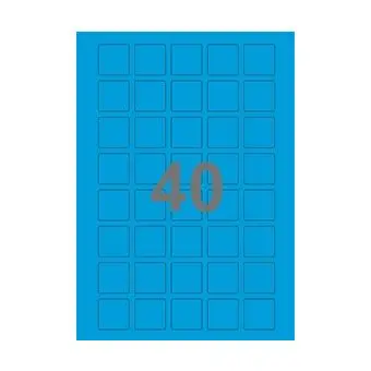 40 etiketter/A4-ark, kvadrat, 30 x 30 mm, ScanColour, blå, 100 ark - Blå