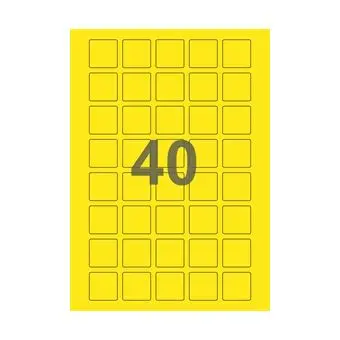 40 etiketter/A4-ark, kvadrat, 30 x 30 mm, ScanColour, gul, 100 ark - Gul