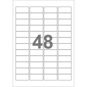 48 etiketter/A4-ark, 45,7 x 21,2 mm, ScanMatt, hvid, aftagelig lim, 100 ark - Hvide etiketter, aftagelig lim