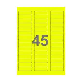 45 etiketter/A4-ark, 58 x 17,8 mm, ScanNeon, gul, 100 ark - Neon gul