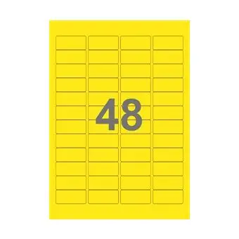 48 etiketter/A4-ark, 45,7 x 21,2 mm, ScanColour, gul, 100 ark - Gul