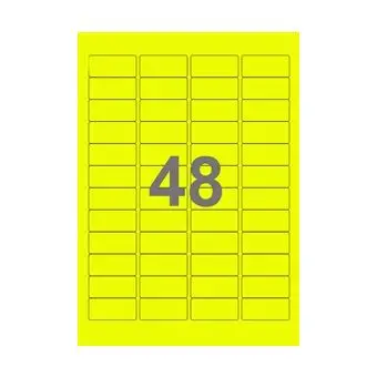 48 etiketter/A4-ark, 45,7 x 21,2 mm, ScanNeon, gul, 100 ark - Neon gul