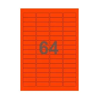 64 etiketter/A4-ark, ScanNeon, r&oslash;d, 100 ark - 