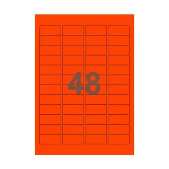 48 etiketter/A4-ark, ScanNeon, r&oslash;d, 100 ark - 