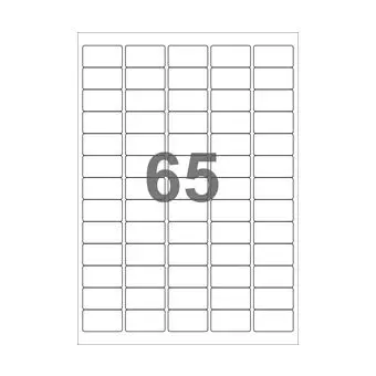 65 etiketter/A4-ark,  38,1 x 21,2 mm, ScanTrans, 50 ark - Gennemsigtige etiketter