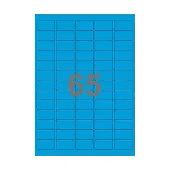 65 etiketter/A4-ark, 38,1 x 21,2 mm, ScanColour, bl&aring;, 100 ark - 