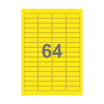 64 etiketter/A4-ark, 45,7 x 16,9 mm, ScanColour, gul, 100 ark - 