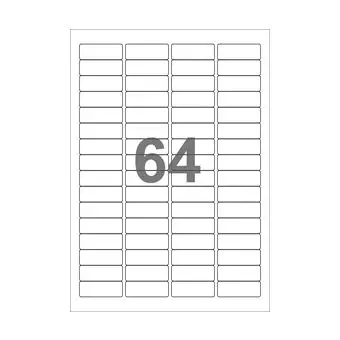 64 etiketter/A4-ark, 45,7 x 16,9 mm, Scan-Gloss, hvid, 100 ark - 