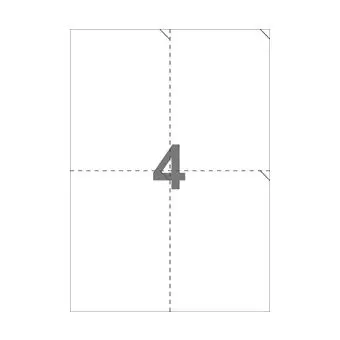 4 forsendelsesetiketter/A4-ark, 105 x 147,64 mm, ScanMatt, hvid, permanent lim, 100 ark - Hvide etiketter, permanent lim