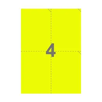 4 forsendelsesetiketter/A4-ark, 105 x 147,64 mm, ScanNeon, gul, 100 ark - 