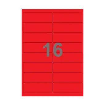 16 etiketter/A4-ark, 99 x 33,9 mm, ScanColour, r&oslash;d, 100 ark - 