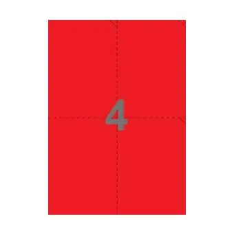 4 forsendelsesetiketter/A4-ark, 105 x 147,64 mm, ScanColour, r&oslash;d, 100 ark - 