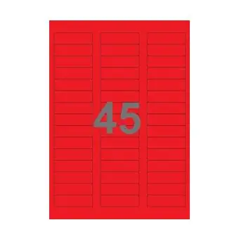 45 etiketter/A4-ark, 58 x 17,8 mm, ScanColour, r&oslash;d, 100 ark - 
